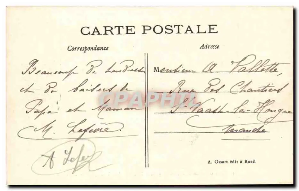 Château de la Malmaison (RUEIL) — Le Temple de l'Amour — A. Ossart édit à Rueil - Verso