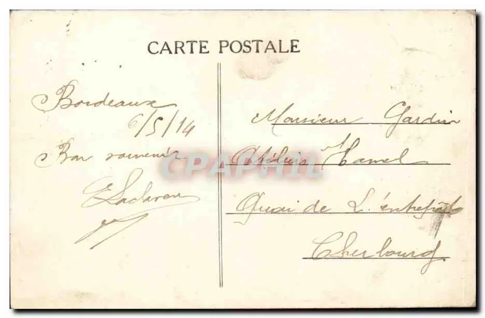 Bordeaux — Entrada al Parque Bordelais — A. H. 47 - Reverso