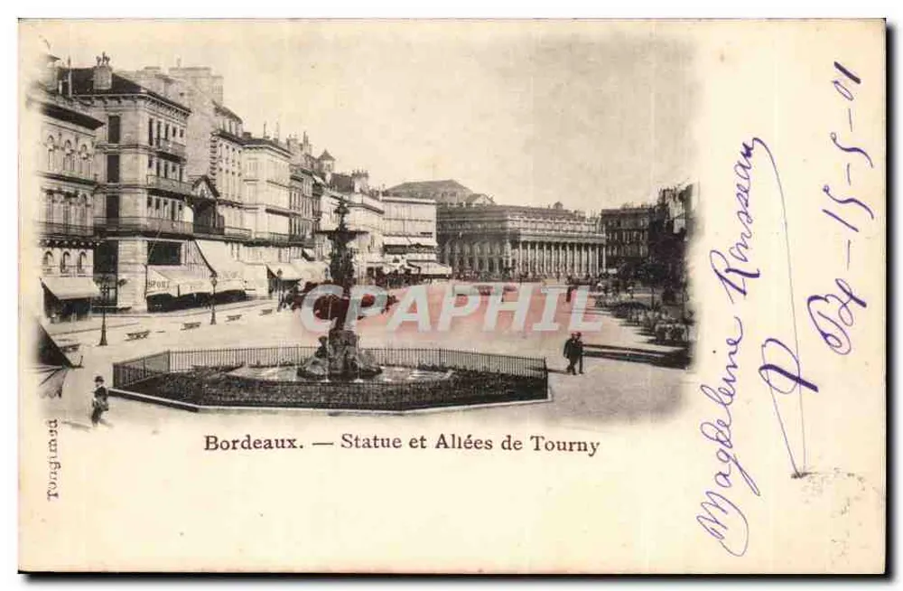 Bordeaux. — Estátua e Avenues de Tourny — Tungimad - Frente