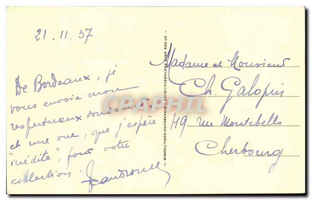 Bordeaux — Das Geschäft des Rathauses — CP DES ARTS PHOTOGRAPHIQUES - Rückseite