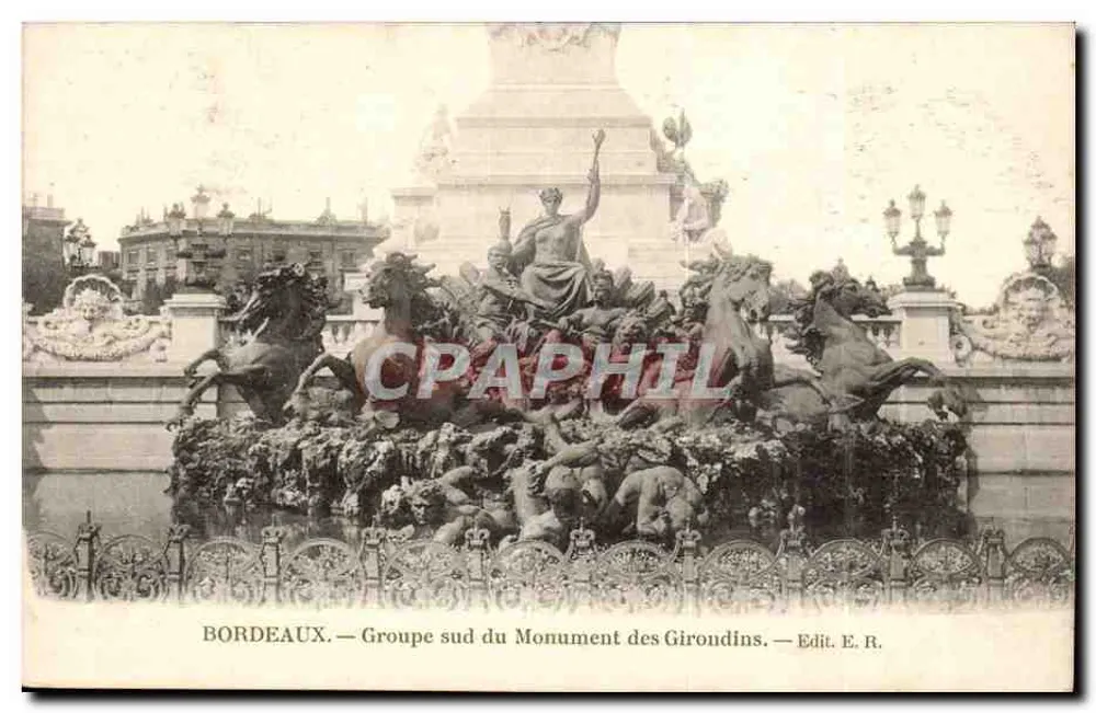 Bordeaux — Südgruppe des Girondins-Monuments — Edit. E. R. - Vorderseite