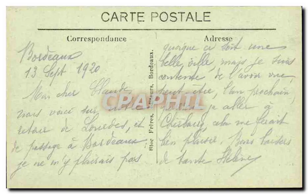 Bordeaux - La Rade - Vue sur la Bastide - Bloc Frères, n° 150 - Verso