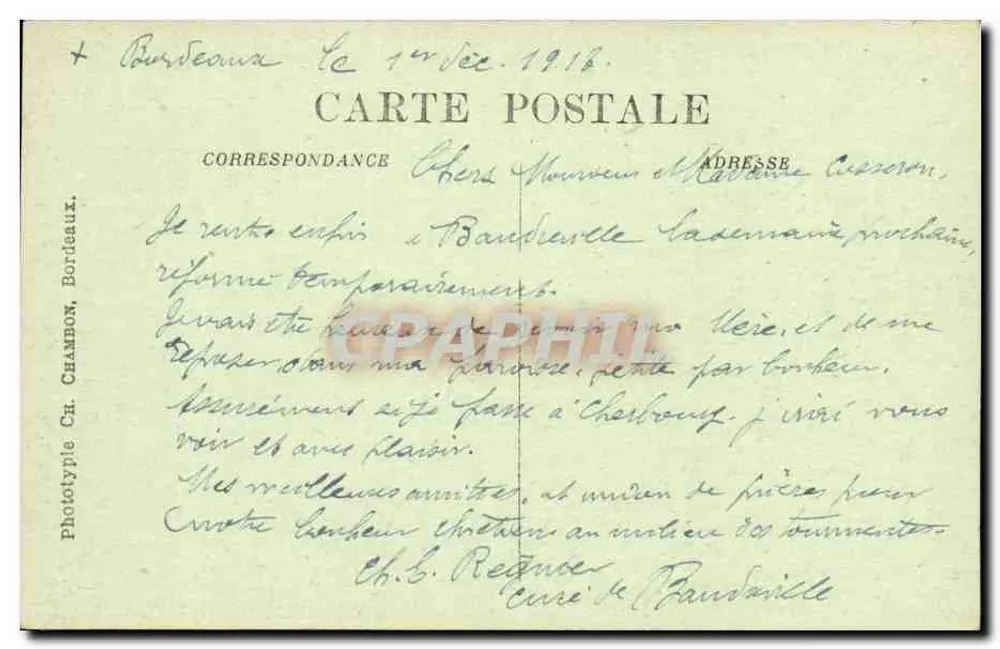 Bordeaux — Hospital Saint-André : Cours d'honneur — C.B. - Verso