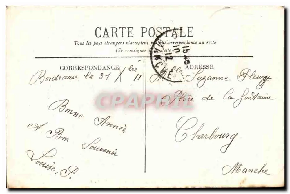 Bordeaux - Denkmal der Girondins - Südgruppe - Wasserspiele — Marcel Delboy, Phototypie, Bordeaux, M. 11 - Rückseite