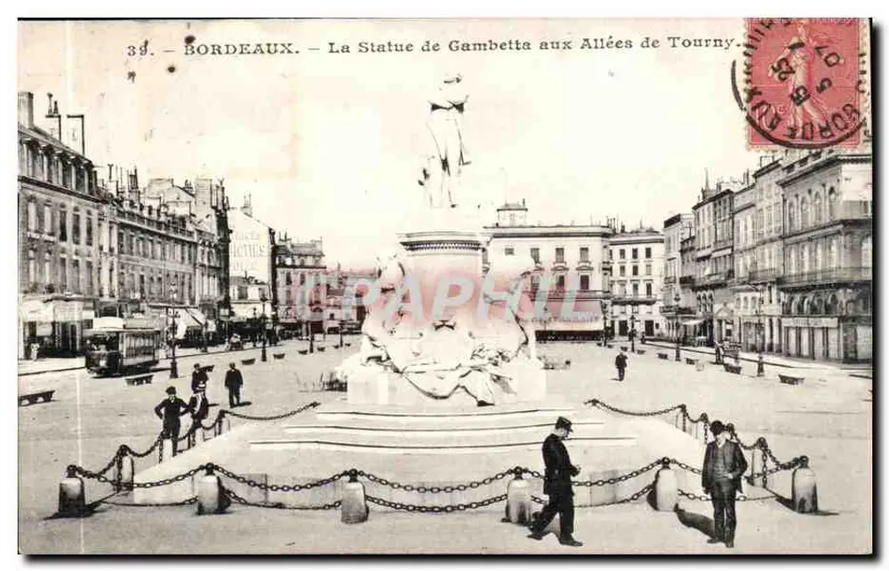 Bordeaux — Die Gambetta-Statue in den Allées de Tourney — Ausgabe M. Bordeaux n°39 - Vorderseite