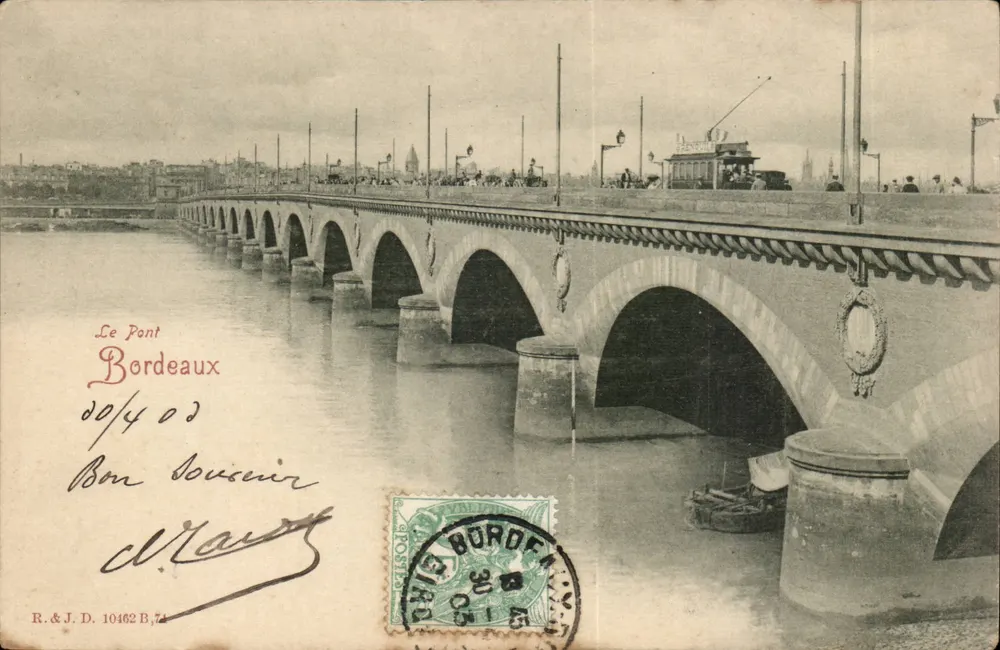 O Ponte Bordeaux — vista do ponte sobre a Garonne — R.&J.D. 10462 B.71 - Frente