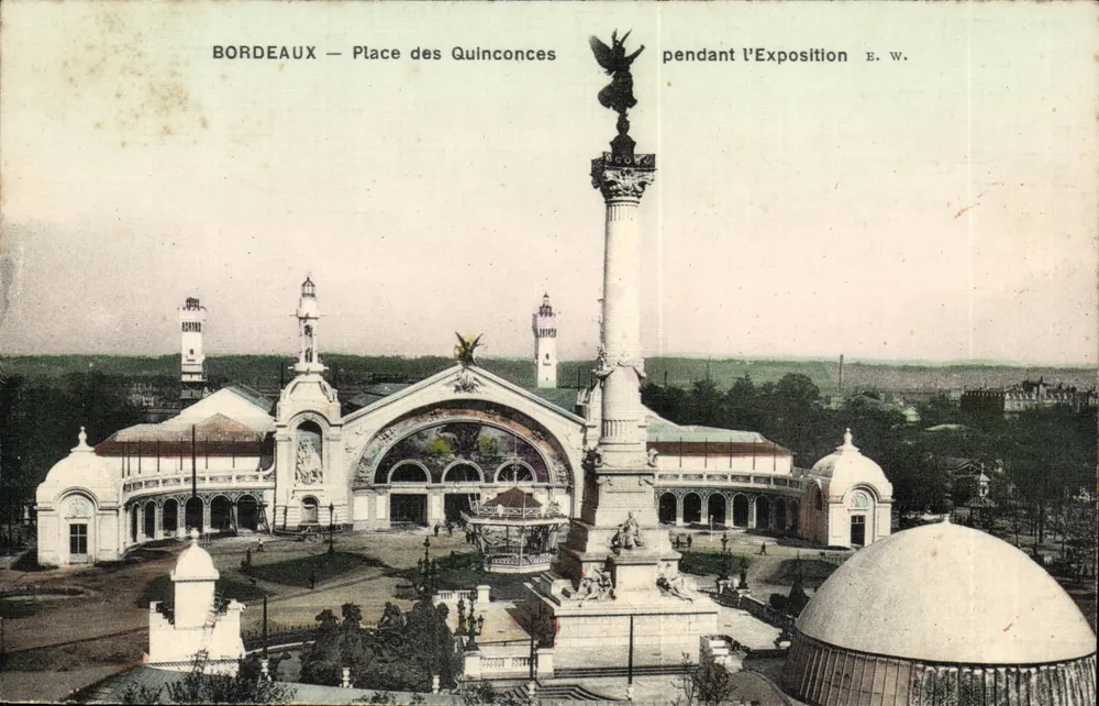 Bordeaux — Place des Quinconces durante a Exposição — E.W. - Frente