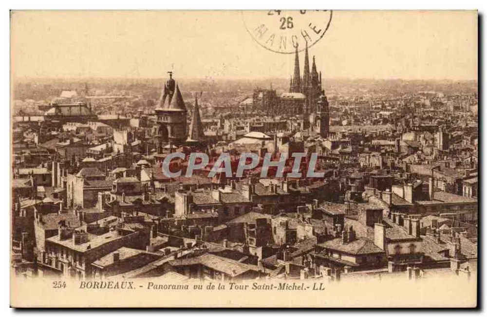 Bordeaux - Panorama visto da Torre Saint-Michel - LL, n°254 - Frente