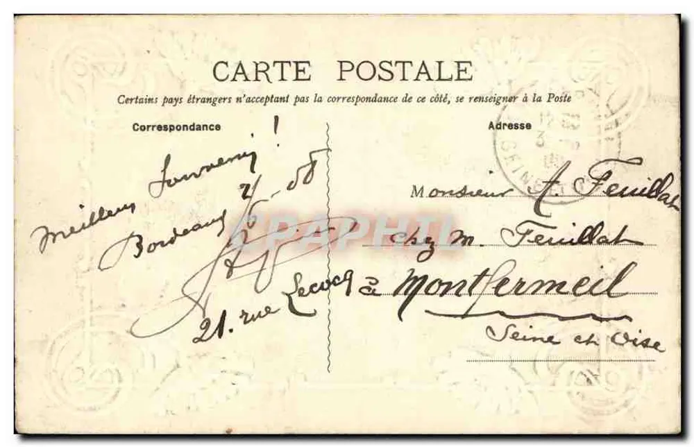 Bordeaux — Estátua de Gambetta — Novas Galerias, Bordeaux - Verso