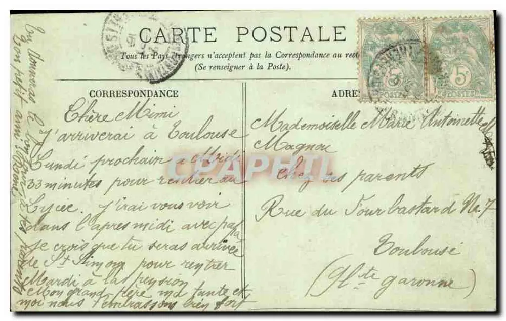 Bordeaux — A Grande Poste — LL. — n° 135 - Verso