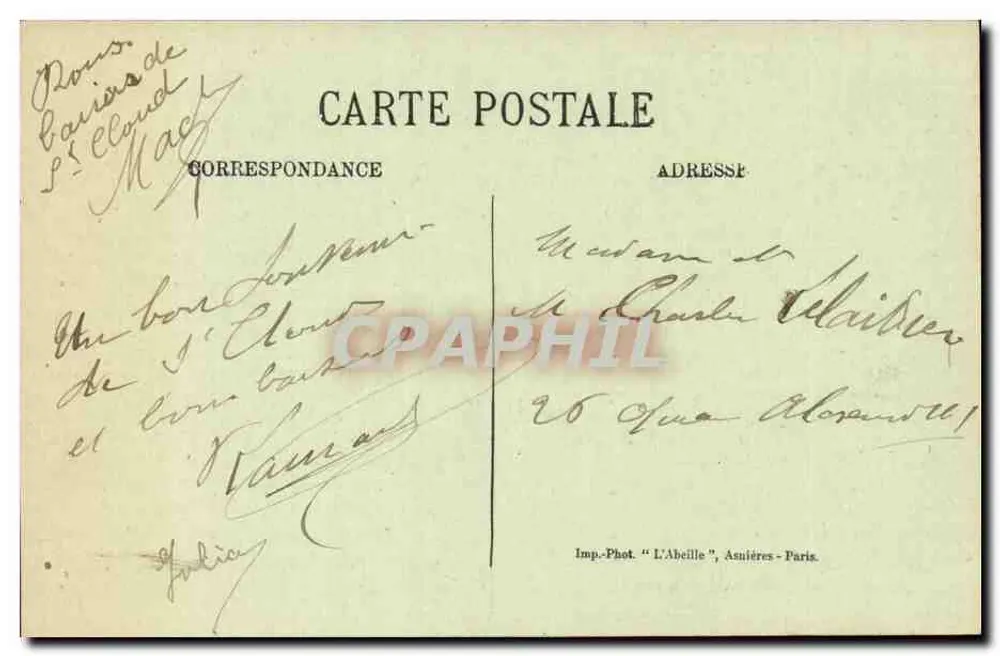 SAINT-LOUD.—Vista Geral do Quai do Presidente Carnot — L'Abeille, n°41 - Verso
