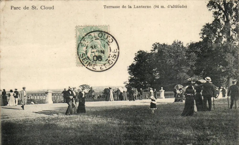Parco di St. Cloud — Terrazza della Lanterna (94 m. di altezza) — Edizione Trianon, n° 1429 - Recto