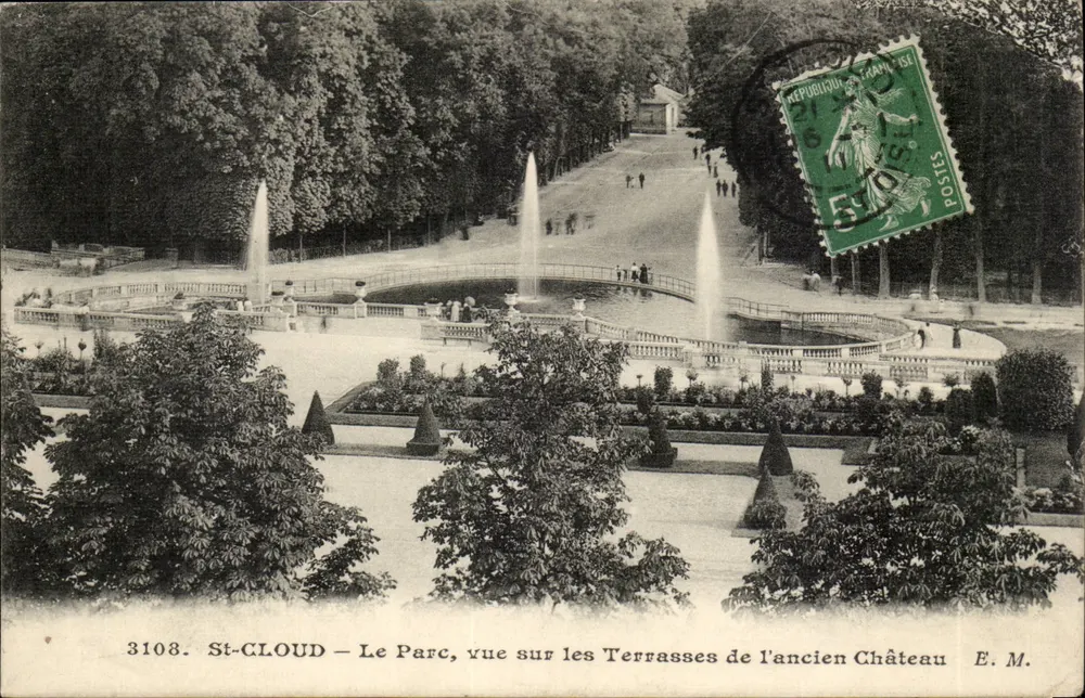 St-Cloud — Der Park, Ansicht der Terrassen des alten Schlosses — E. M. n° 3108 - Vorderseite