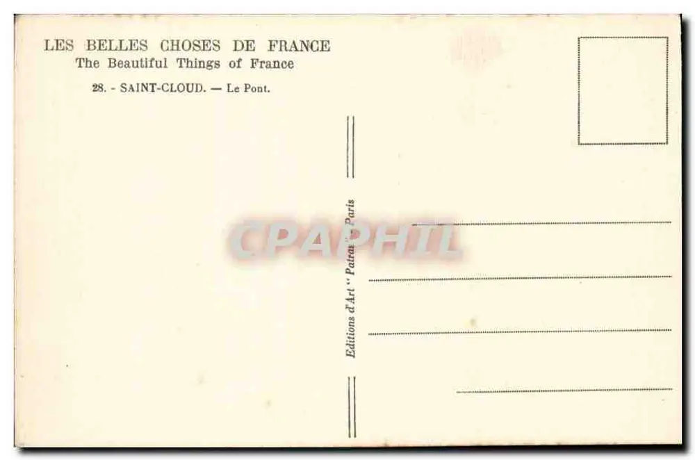 Saint-Cloud — O Ponte — Editor Patras, n°28 - Verso
