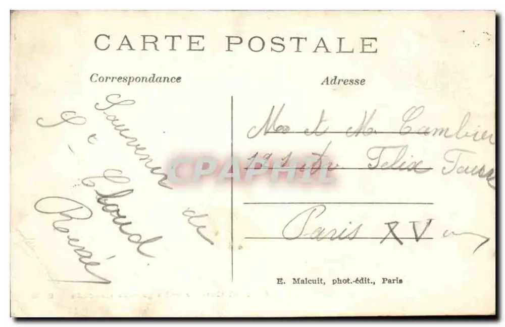St-Cloud — A Grande Cascata — E. M. - Verso