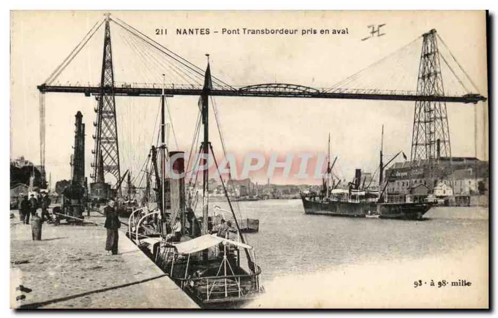 NANTES — Ponte Transbordeur visto a jusante — F. Chapeau, editor, Nantes - Frente