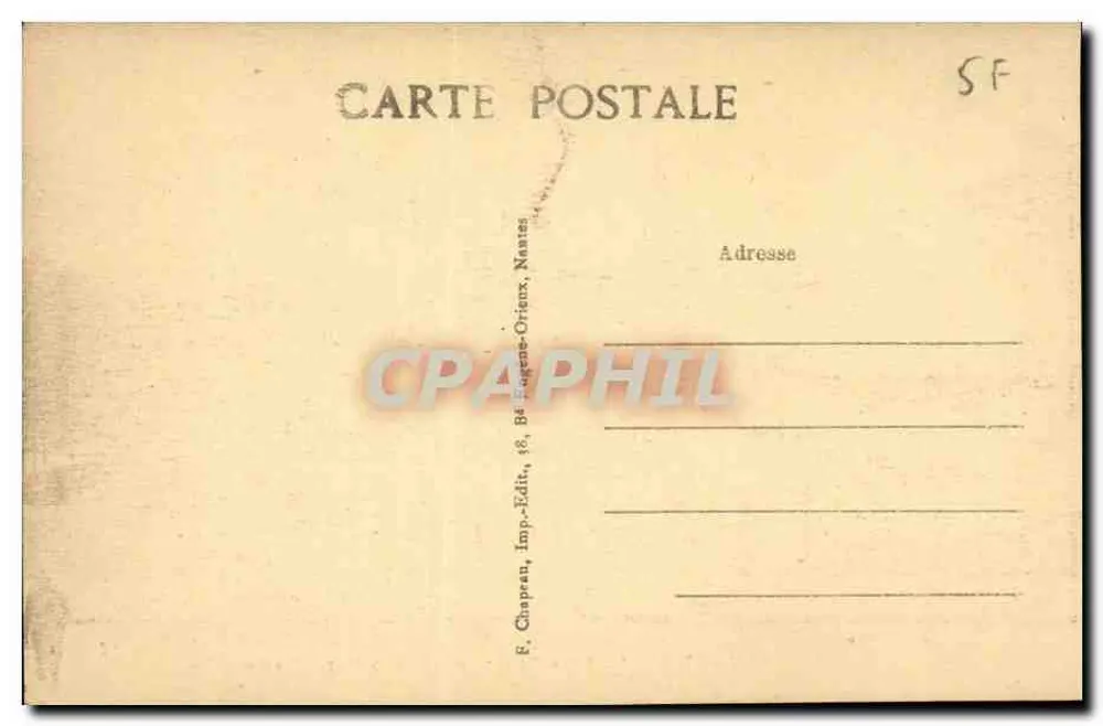 NANTES — Monumentale Fontäne der Place Royale — E. Chaprean, Verlag, 84, Rue Eugène-Orient, Nantes - Rückseite