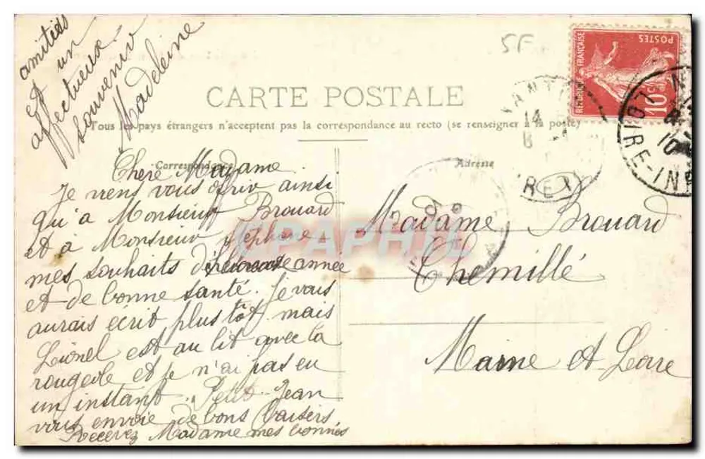 Nantes — A Estátua de Cambronne — Artand-Nozais, n°205 - Verso