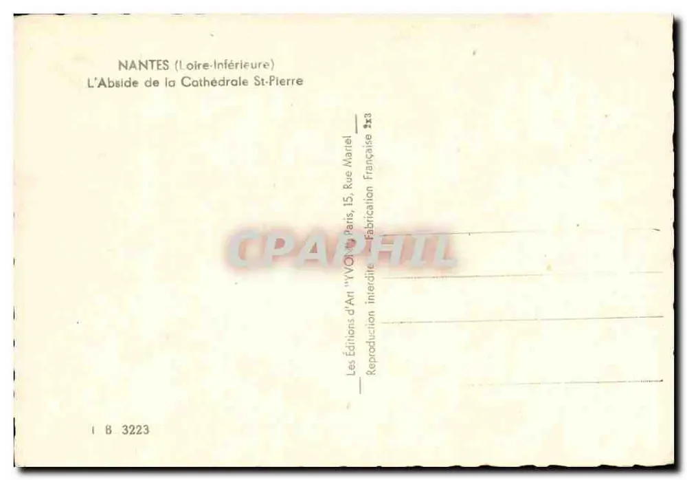 Nantes (Loire-Inférieure) — L'Abside della Cattedrale di San Pietro — Éditions d'Art Yvon, Parigi - Verso