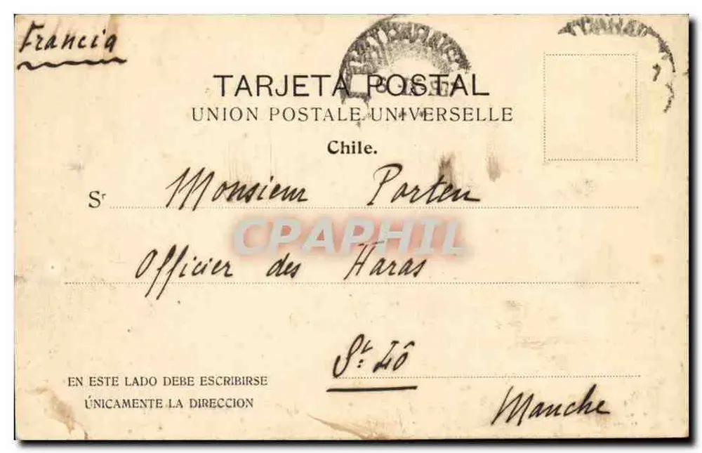 Valparaíso após o terremoto — Edifícios na Avenida Brasil — Propriedade do editor Carlos Brandt, Valparaíso, n° 27 - Verso