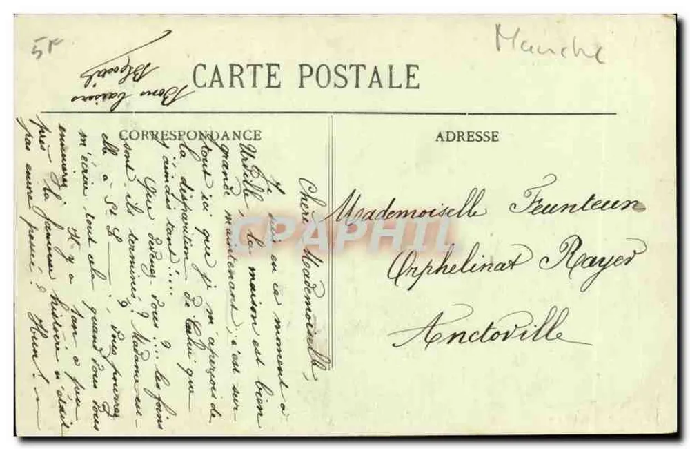 Umgebung von Cherbourg — Landschaft am Schloss Nacqueville — Verlag: B. Baudoin, Nr. 427 - Rückseite