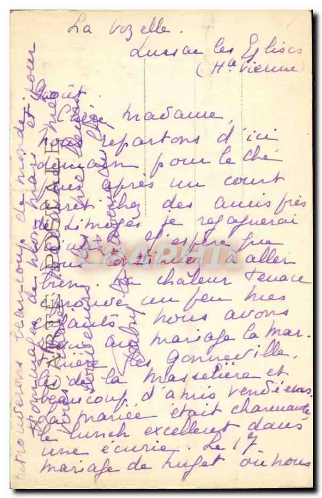 Lussac-les-Eglises — Schloss la Vozelle — Verlag H. Dutin, abgegeben - Rückseite