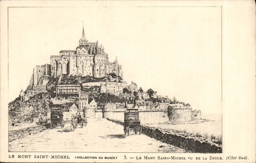 Mont Saint-Michel — von der Digue (Südseite) gesehen — Sammlung des Museums, n°3 - Vorderseite