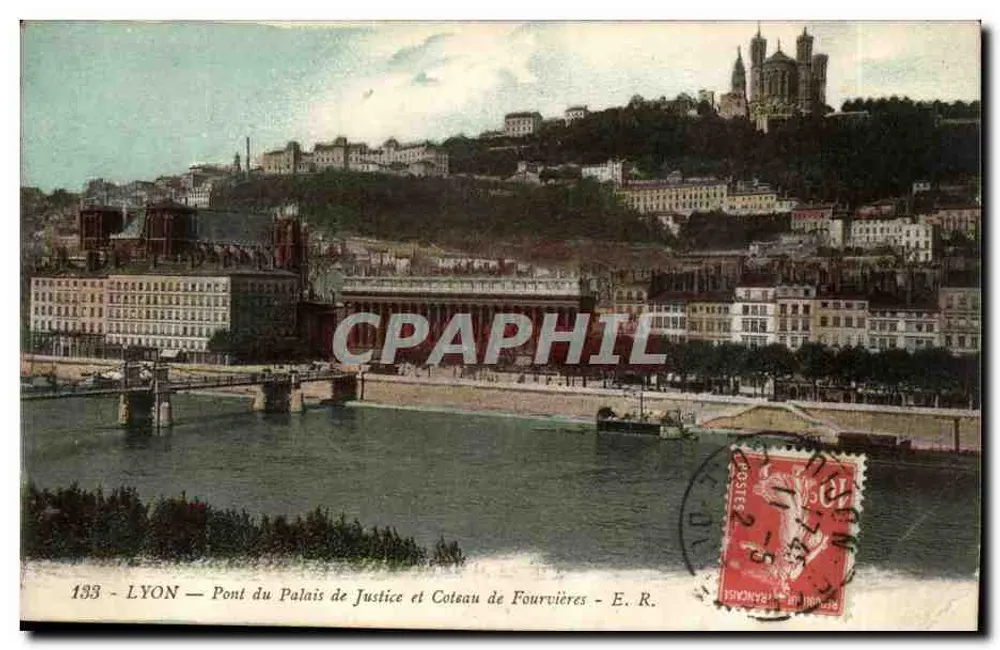 LYON — Brücke des Palasts der Gerechtigkeit und Fourvières-Hügel — E. R. n°193 - Vorderseite