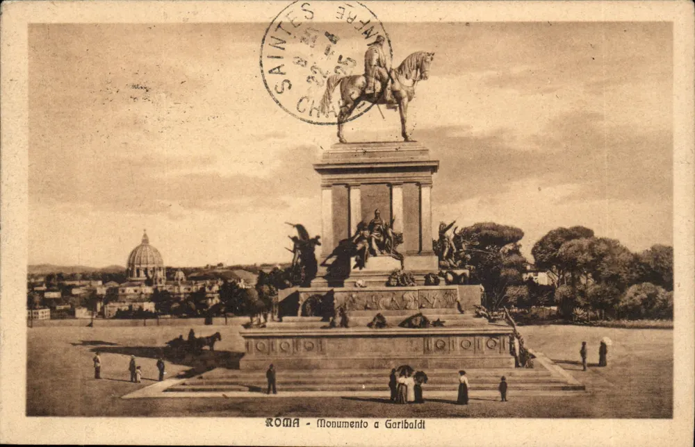Rom - Denkmal für Garibaldi — Ansicht mit dem Dach des Vatikans im Hintergrund — unbekannter Verleger - Vorderseite