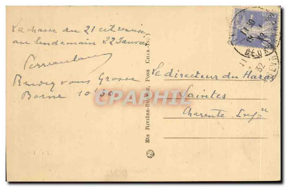 Entrada da Floresta de Chizé — Rimbaud — n° 7558 - Verso