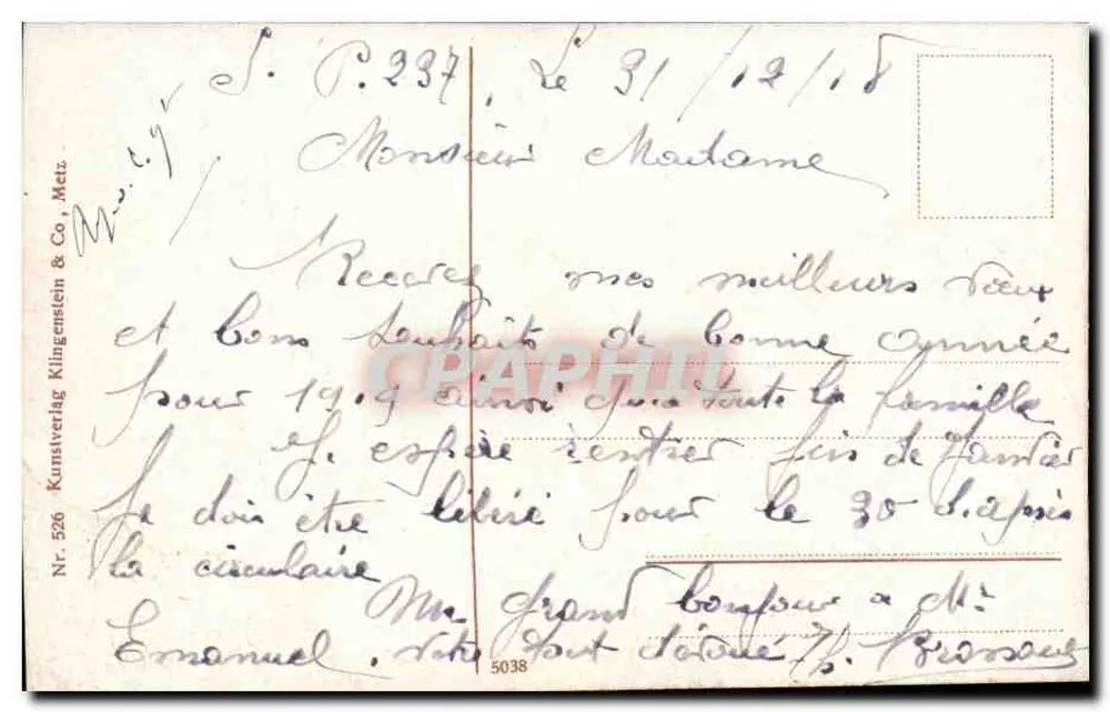 Mézé — Vista geral — Kunstverlag Klingenstein & Co, n° 526 - Verso