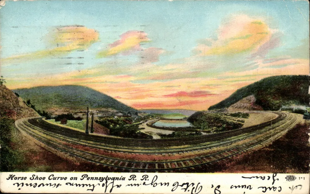 Horse Shoe Curve on Pennsylvania R.R. — Panoramablick — Unbekannter Verlag, Nr. 1-1 - Vorderseite