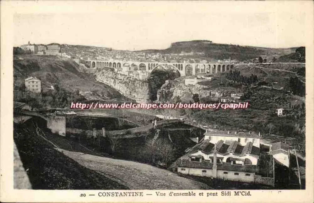 Constantina — Vista geral e ponte Sidi M'Cid — Delcampe - Frente