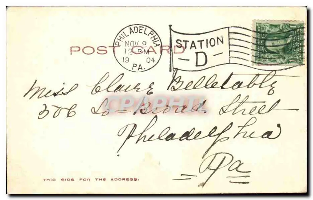 South Broad St. mit Hotel Walton, Philadelphia, Pa. — National Art Views Co., Nr. 256 - Rückseite