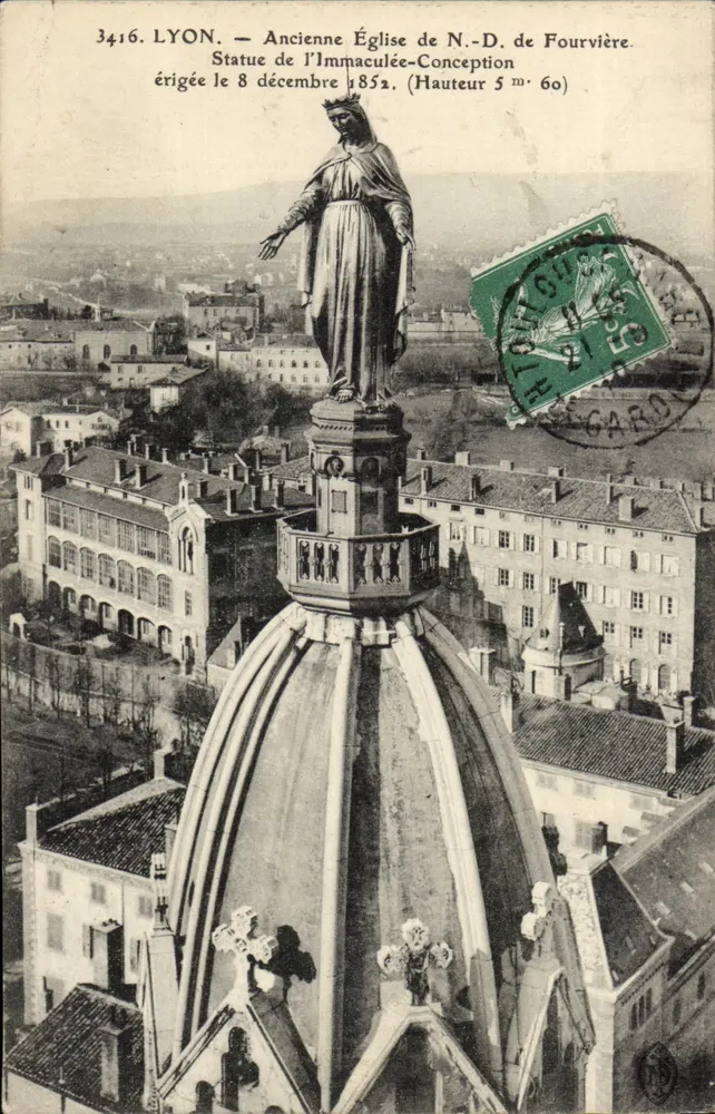 LYON — Antiga Igreja de N.-D. de Fourvière — Estátua da Imaculada Conceição (altura 5 m 60) — n° 3416 - Frente