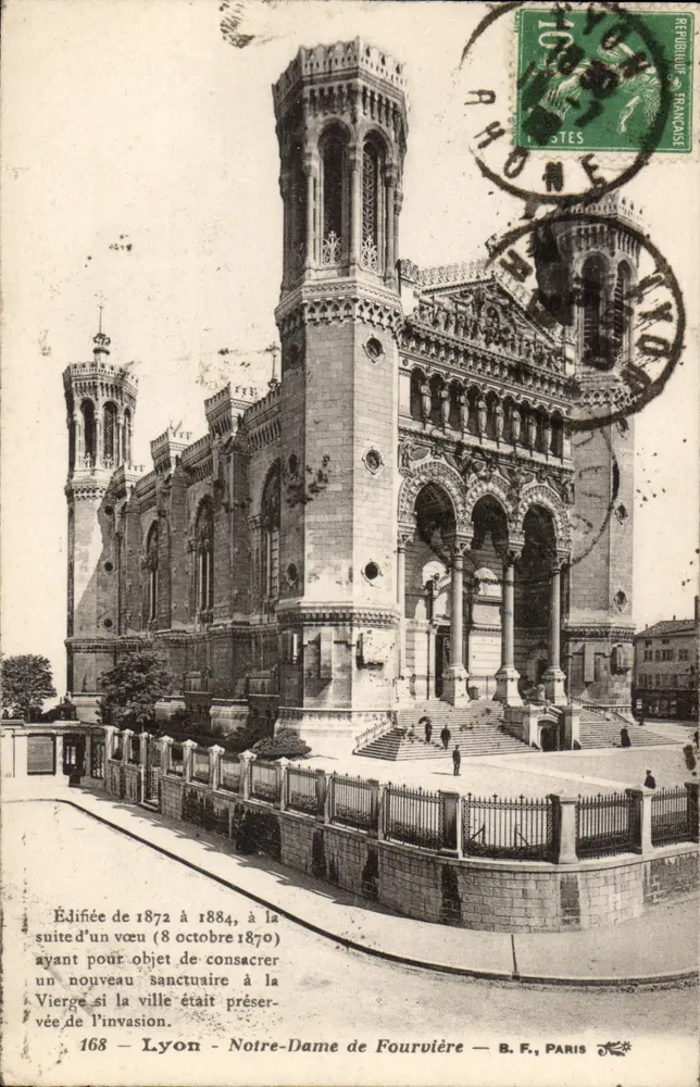 Lyon - Basílica de Nossa Senhora de Fourvière — B. F., Paris — n° 168 - Frente