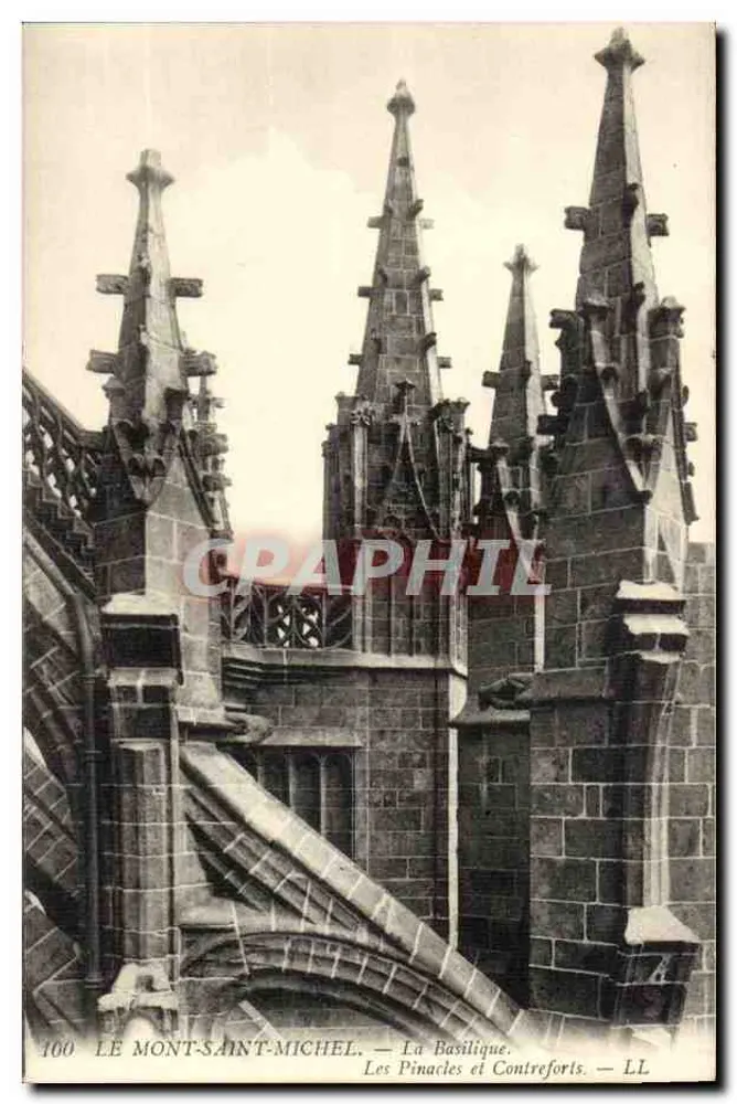 Le Mont-Saint-Michel — La Basilique. Les Pinacles et Contreforts — LL - Vorderseite