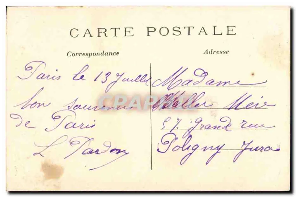 Notre-Dame des Victoires — gekrönte Statue, die das Kind Jesus hält — G. Simon, Verlag Nr. 8, Pl. des Dalits-Pères Paris - Rückseite