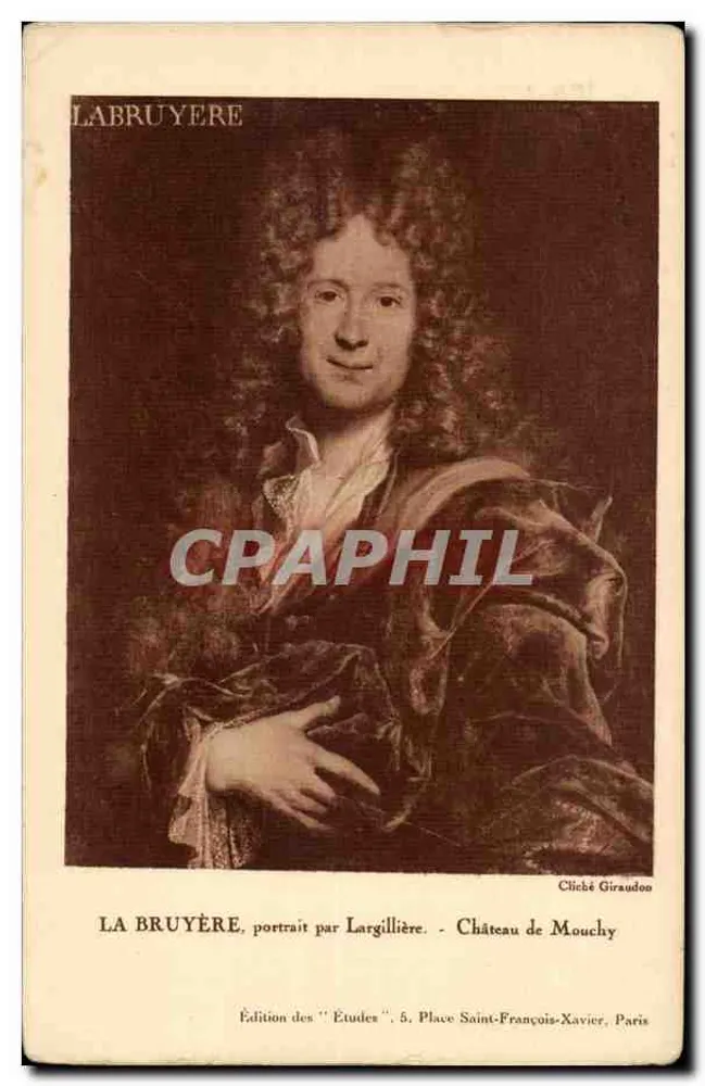 La Bruyère — Portrait von Largillière — Ausgabe der 'Études', 5, Place Saint-François-Xavier, Paris - Vorderseite