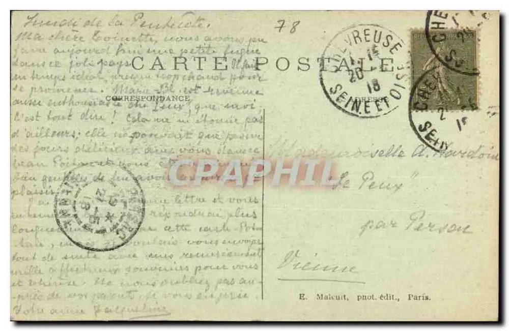 Chevreuse - Ruinen des Schlosses La Madeleine - La Tour Ronde - E.M. - Rückseite