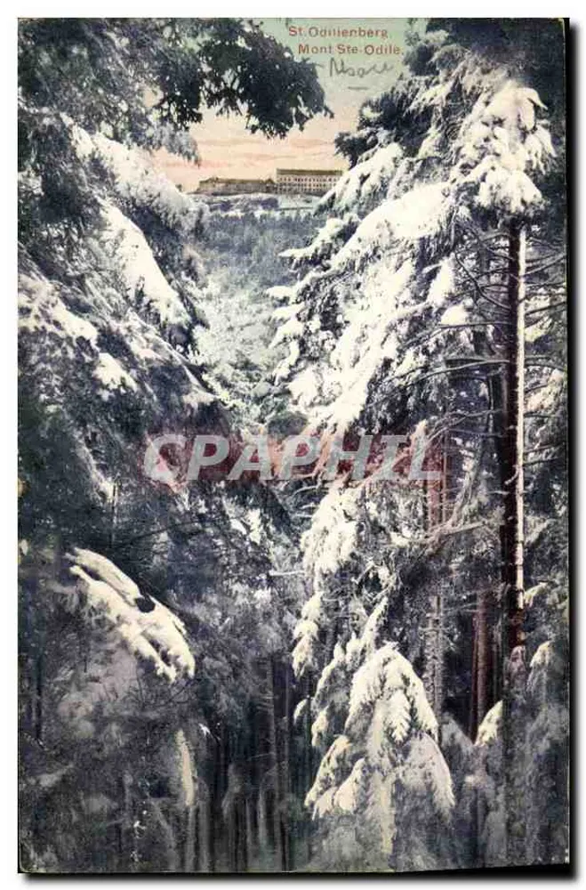 St. Odilienberg, Mont Ste-Odile — vista invernal nevada — editor desconhecido - Frente