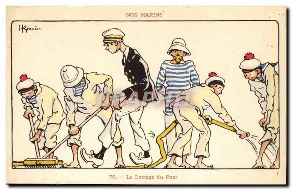 Unsere Matrosen — Das Reinigen der Brücke — H. Kerneis, n°79 - Vorderseite