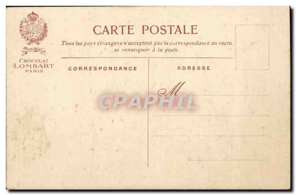 Der Graf Lambert überfliegt die Eiffelturm, 1909 — Chocolat Lombart, Paris - Rückseite