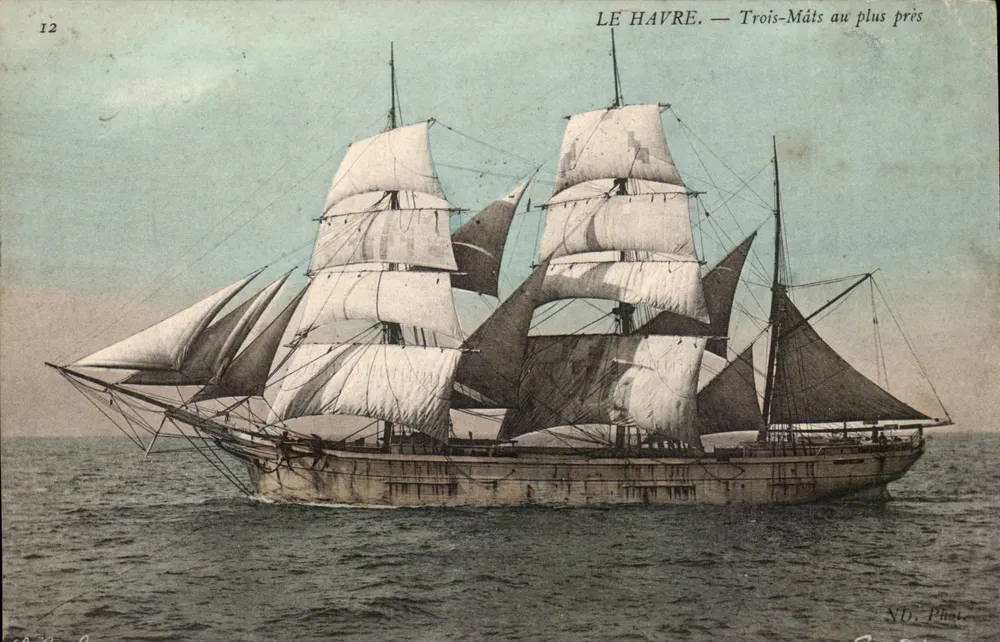 Le Havre — Drei-Mast-Schiff im Wind — ND. Photo - Vorderseite
