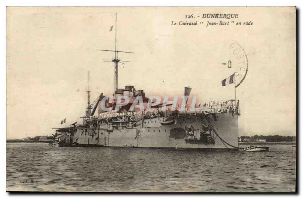 Dunkirk — Der Panzerkreuzer "Jean-Bart" im Hafen — Verlag: L. B. (Nr. 126) - Vorderseite