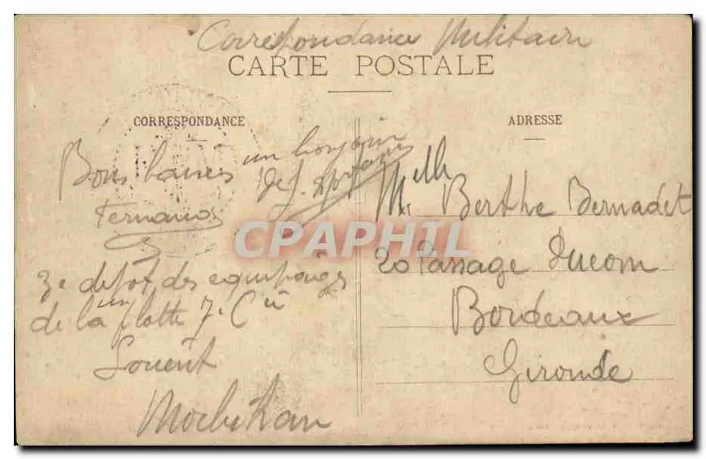O Couraçado "Justice" — navio de guerra francês — Coleção H. Caillot, n°4024 - Verso