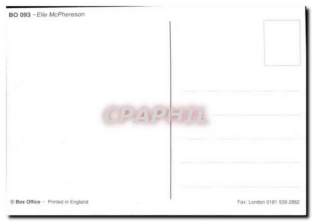 Elle McPherson — Strandfoto — Box Office - Rückseite