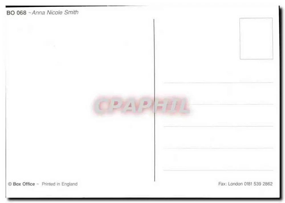 Anna Nicole Smith — Pose-Foto — Box Office, n° BO 068 - Rückseite