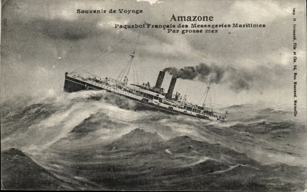 Dampfer Amazone — Reiseerinnerungen — Imp. H. Grimand, Fil. et Cie, 54, Rue Masséna, Marseille - Vorderseite