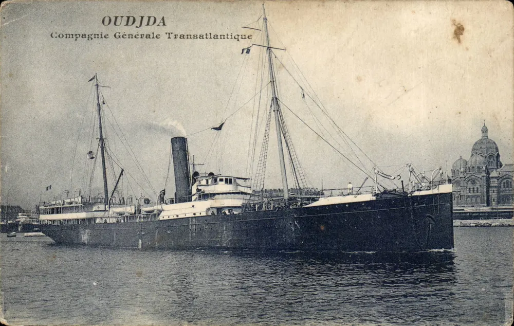 OUDJDA — Schiff der Compagnie Générale Transatlantique — Verlag Marseille - Vorderseite